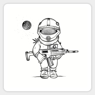 Mad Max Cosmonaut Black And White Illustration Sticker